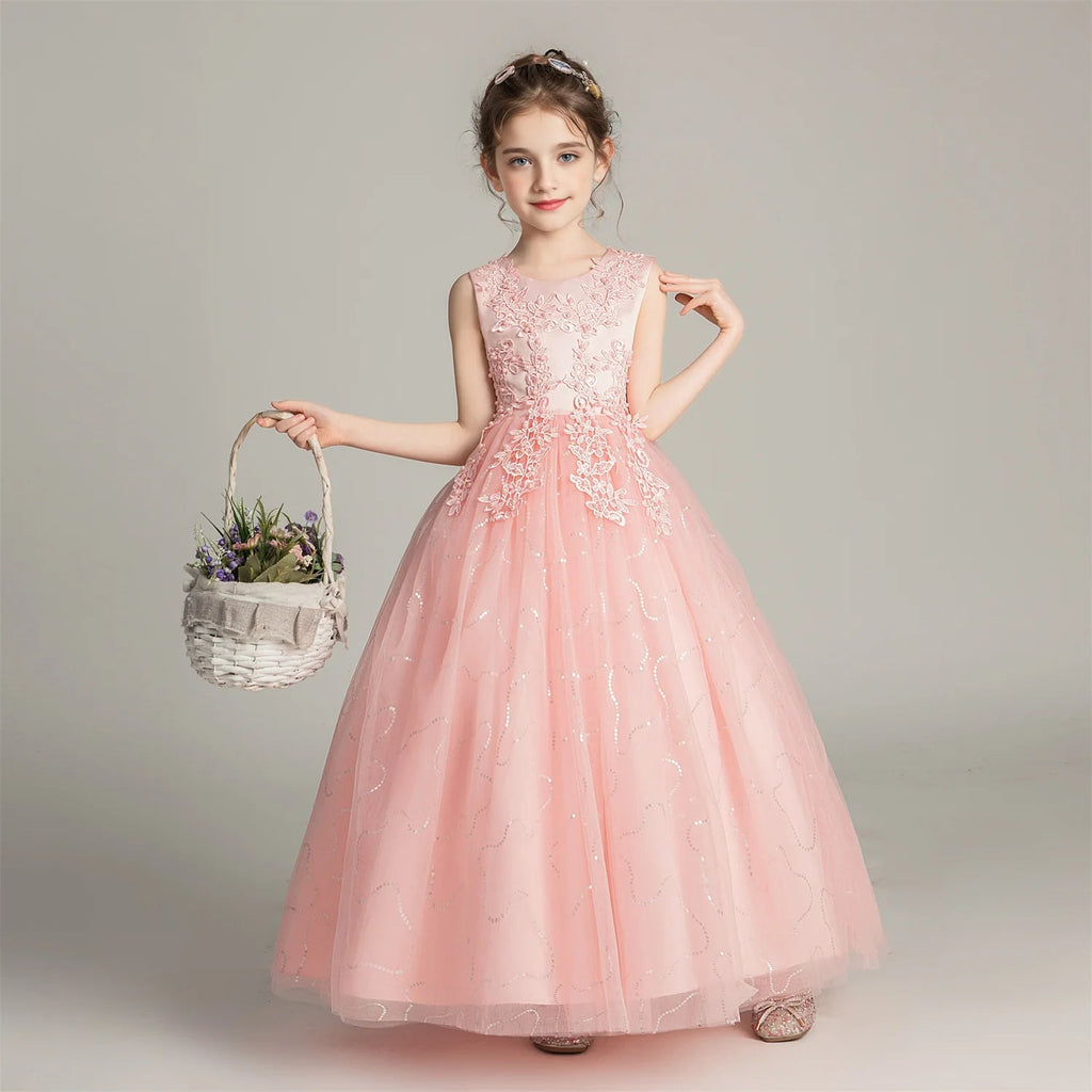 Lace Princess Girls Formal Party Dress - Luzilly Bridal & Apparel