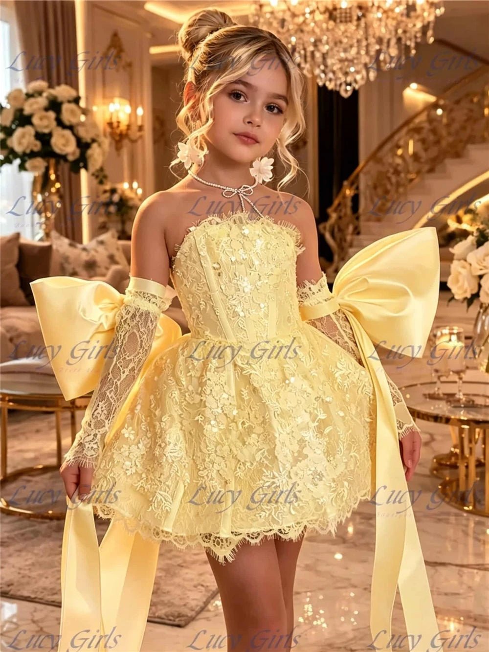 Lace & Satin Flower Girl Dress - Luzilly Bridal & Apparel