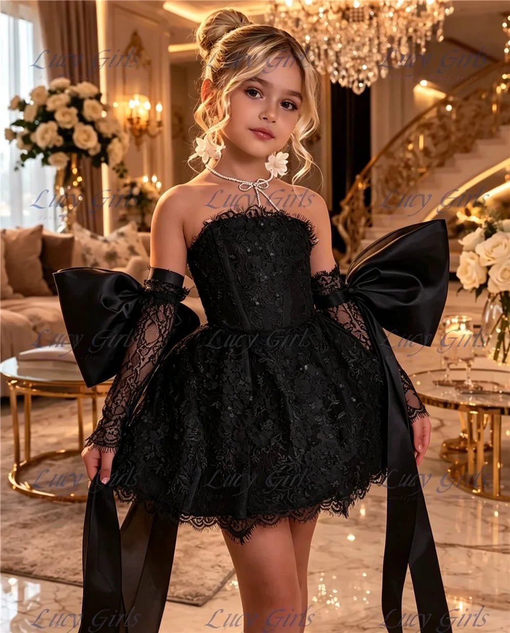 Lace & Satin Flower Girl Dress - Luzilly Bridal & Apparel