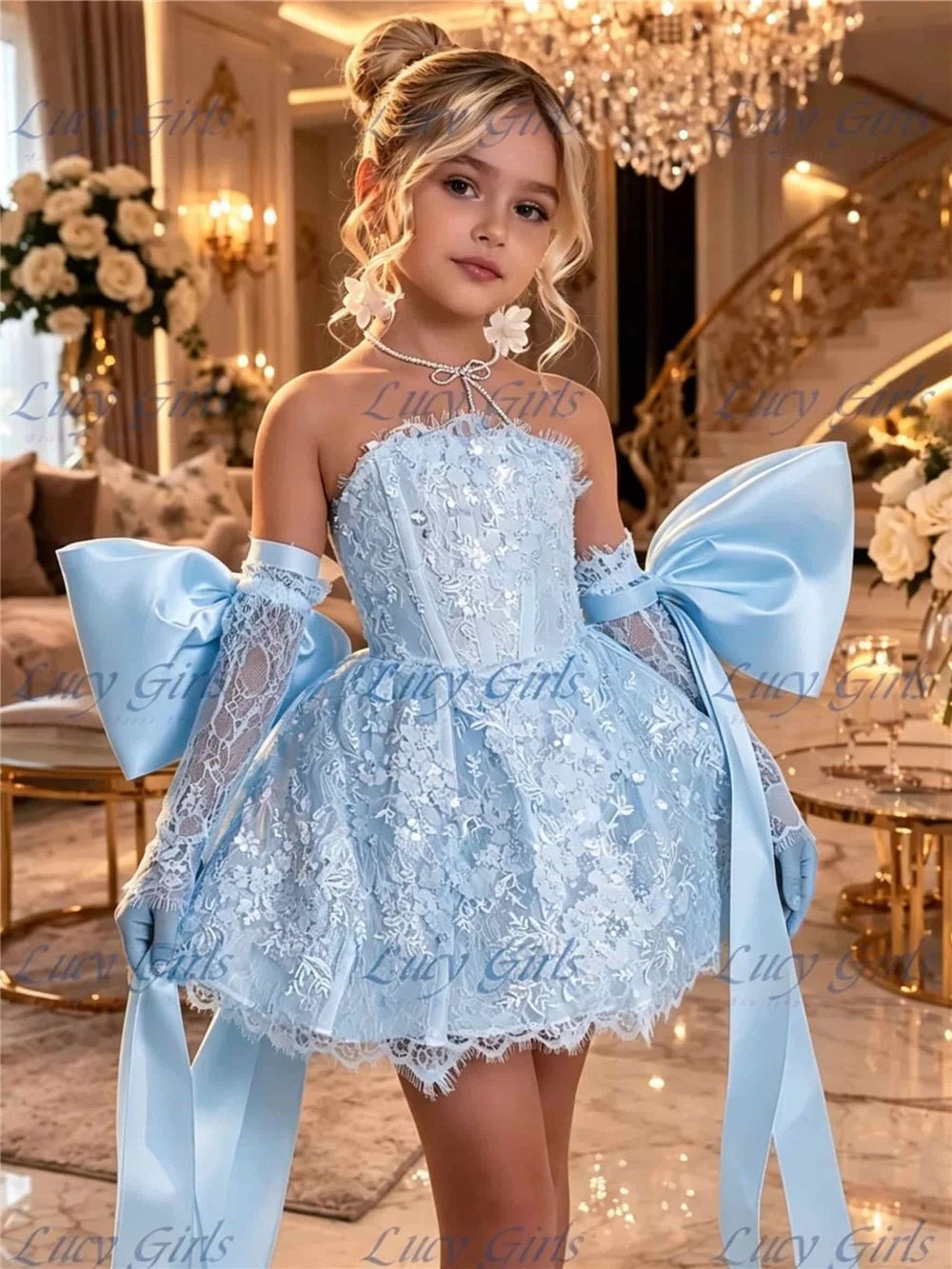 Lace & Satin Flower Girl Dress - Luzilly Bridal & Apparel
