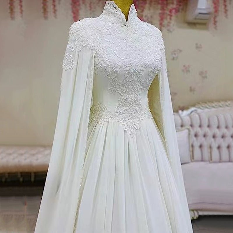 Lace Slim Long Sleeve Fishtail Wedding Dress - Luzilly Bridal & Apparel