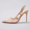 Lace-Spliced Pointed-Toe Bridal Sandals - Luzilly Bridal & Apparel