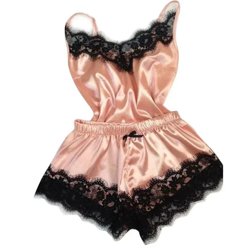 Lace-Trim Cami and Shorts Pajama Set - Luzilly Bridal & Apparel
