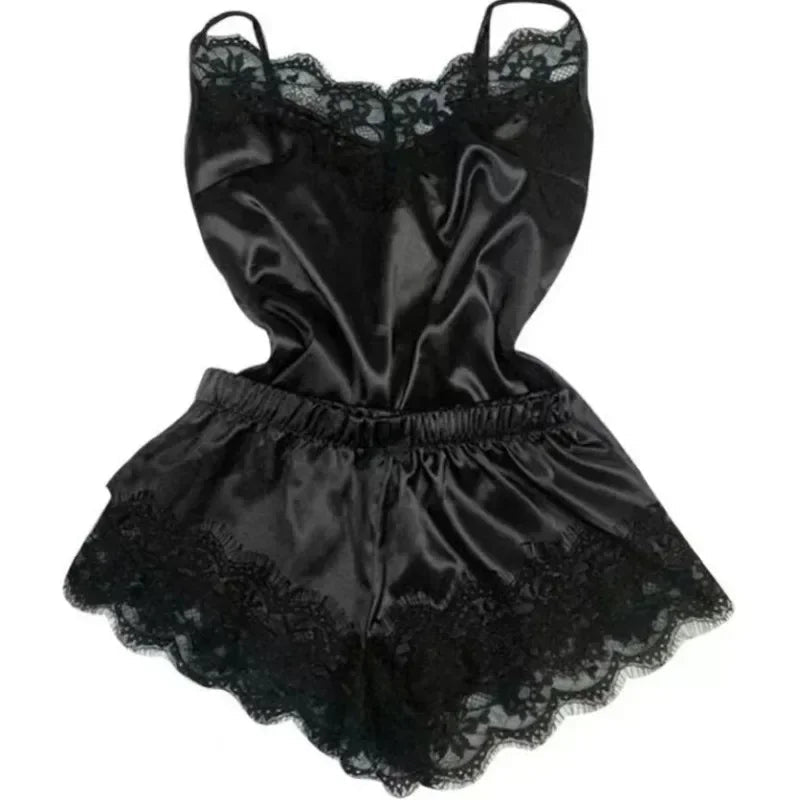 Lace-Trim Cami and Shorts Pajama Set - Luzilly Bridal & Apparel