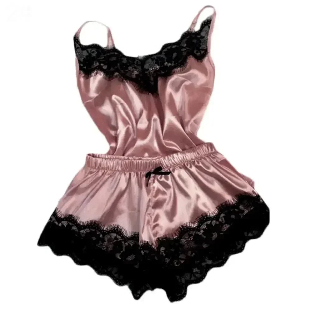 Lace-Trim Cami and Shorts Pajama Set - Luzilly Bridal & Apparel