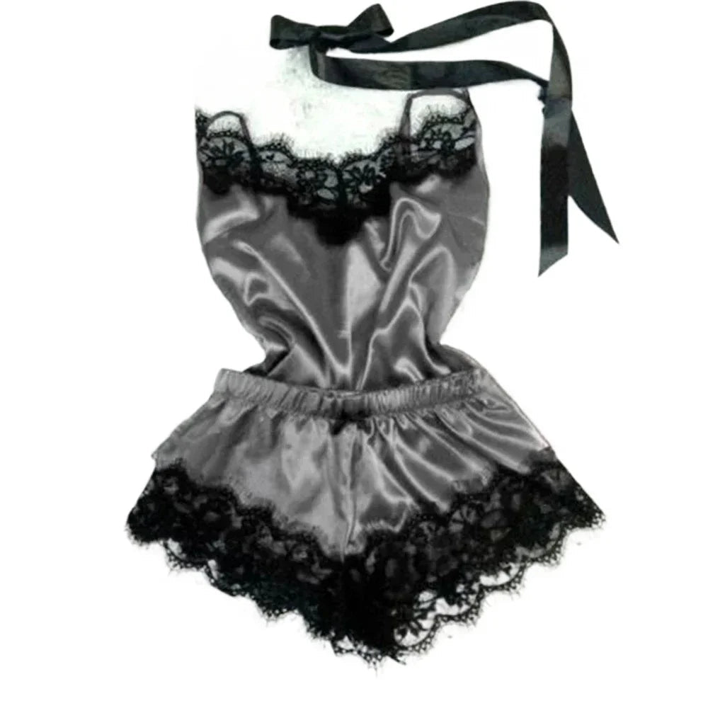 Lace-Trim Cami and Shorts Pajama Set - Luzilly Bridal & Apparel
