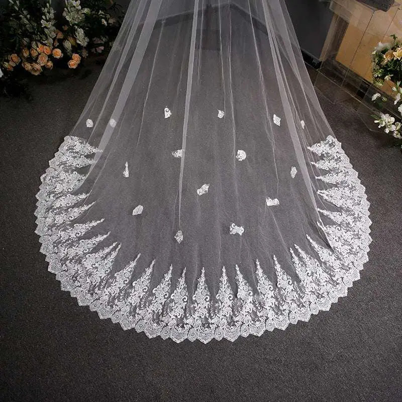 Floral Lace Cathedral Veil with Train
