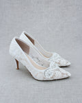 Lace Wedding Heels with Pearl Detail - Luzilly Bridal & Apparel