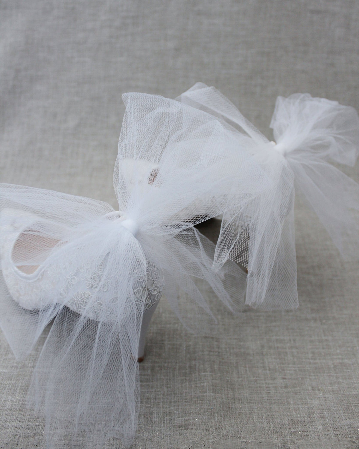 Lace Wedding Shoes with Tulle Back Bow - Luzilly Bridal & Apparel