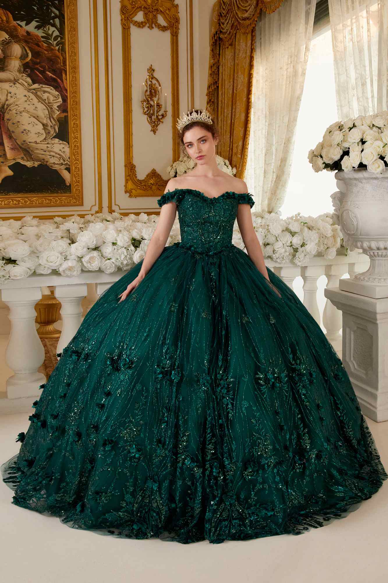 Ladivine 15704 Off the Shoulder Quinceanera Floral Ball Gown - Luzilly Bridal & Apparel