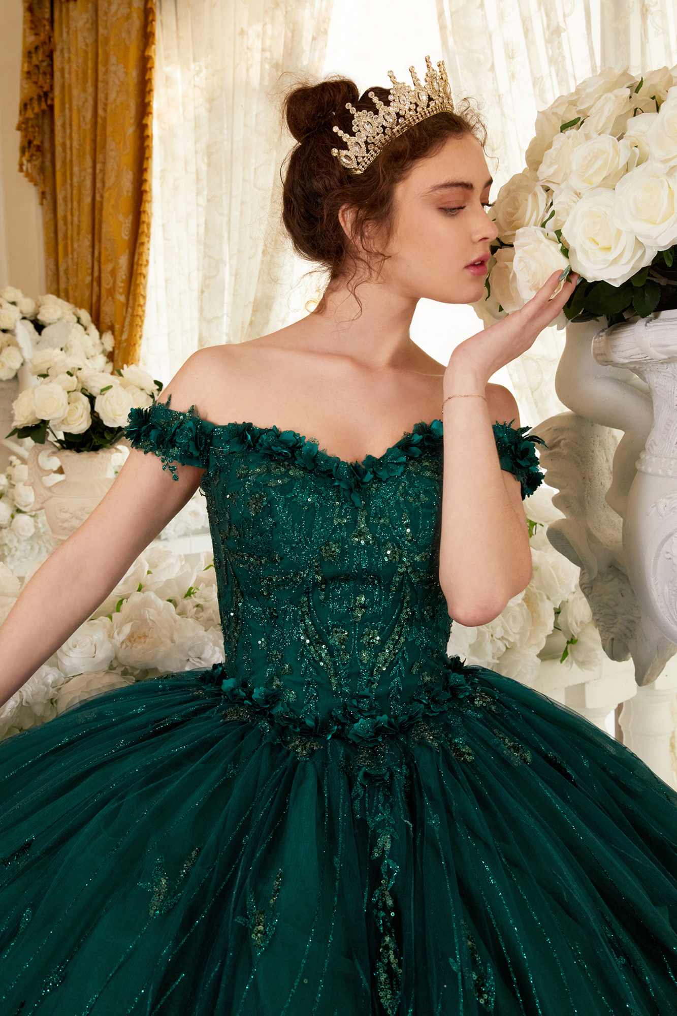 Ladivine 15704 Off the Shoulder Quinceanera Floral Ball Gown - Luzilly Bridal & Apparel