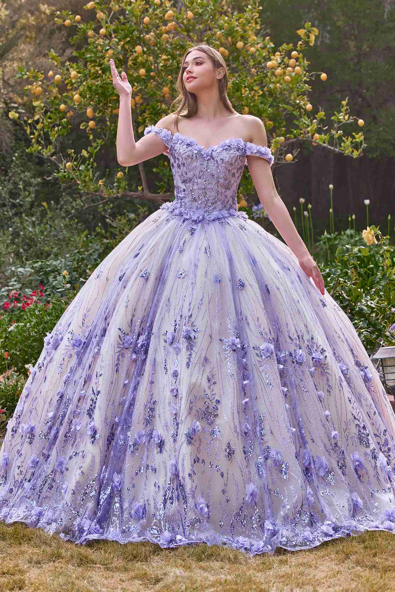 Ladivine 15704 Off the Shoulder Quinceanera Floral Ball Gown - Luzilly Bridal & Apparel