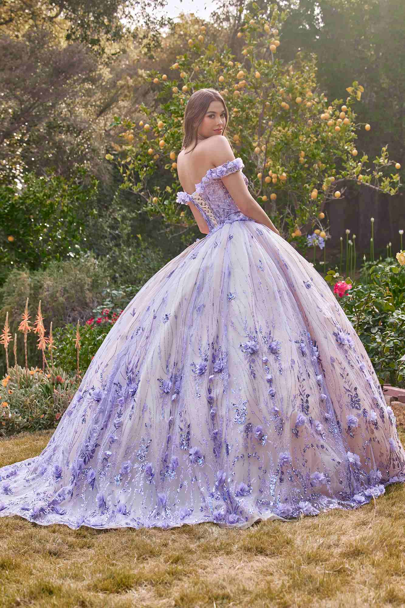Ladivine 15704 Off the Shoulder Quinceanera Floral Ball Gown - Luzilly Bridal & Apparel