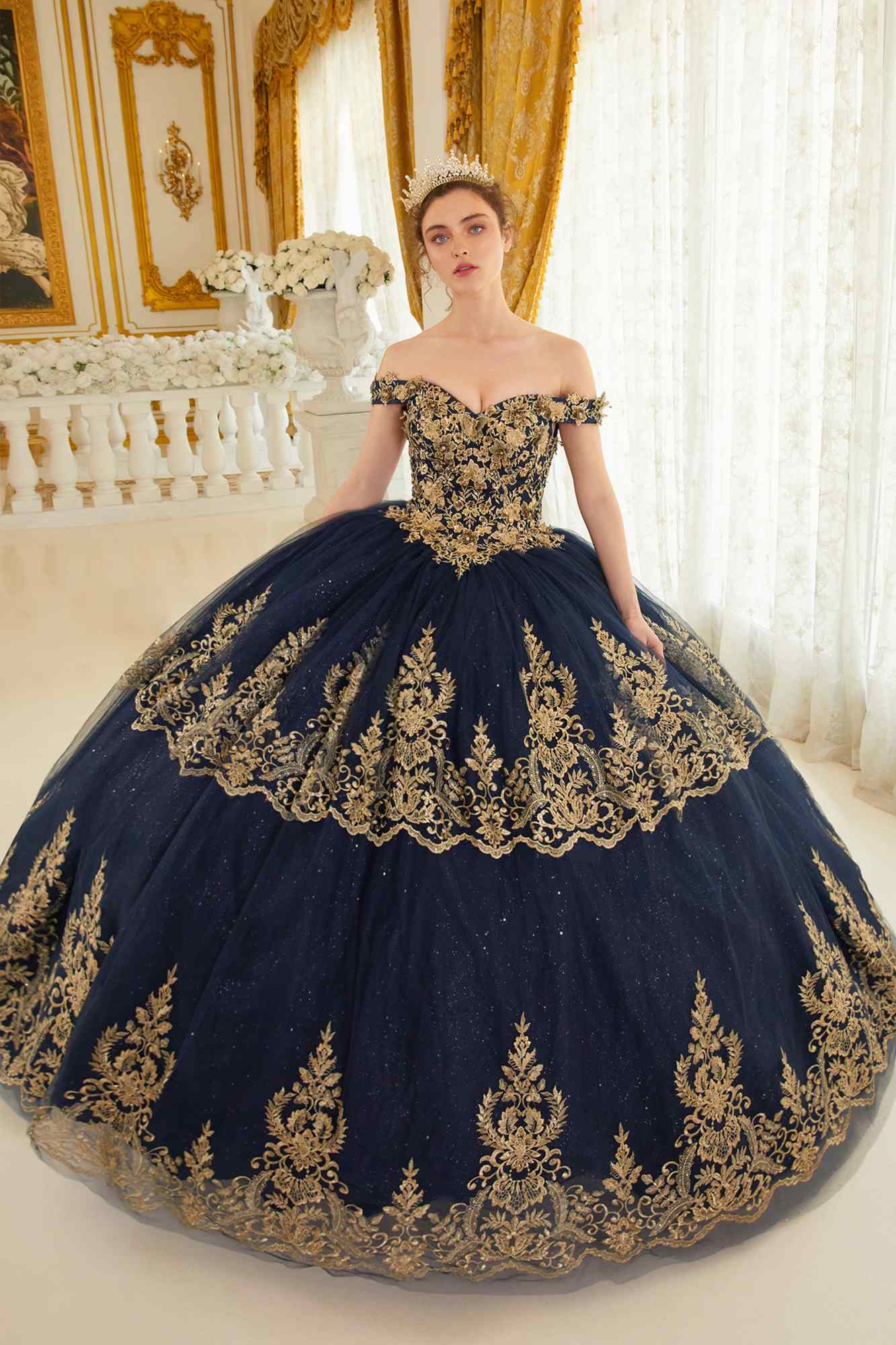 Ladivine 15705 Princess A-Line Off the Shoulder Ball Quinceanera Dress - Luzilly Bridal & Apparel