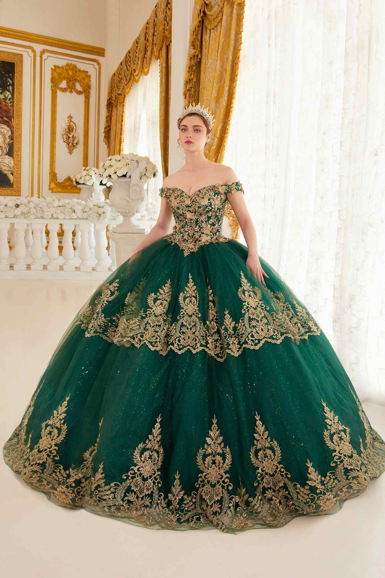 Ladivine 15705 Princess A-Line Off the Shoulder Ball Quinceanera Dress - Luzilly Bridal & Apparel