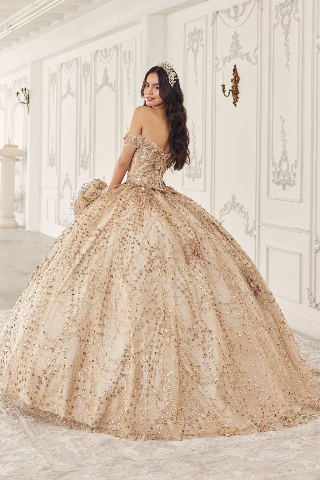 Ladivine 15712 Long Off the Shoulder Corset Poofy Quinceanera Dress - Luzilly Bridal & Apparel