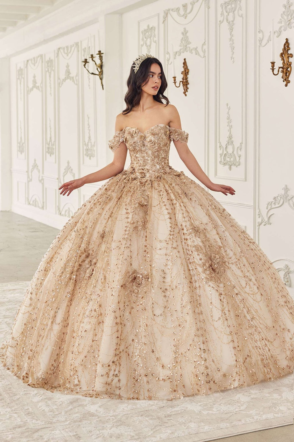Ladivine 15712 Long Off the Shoulder Corset Poofy Quinceanera Dress - Luzilly Bridal & Apparel