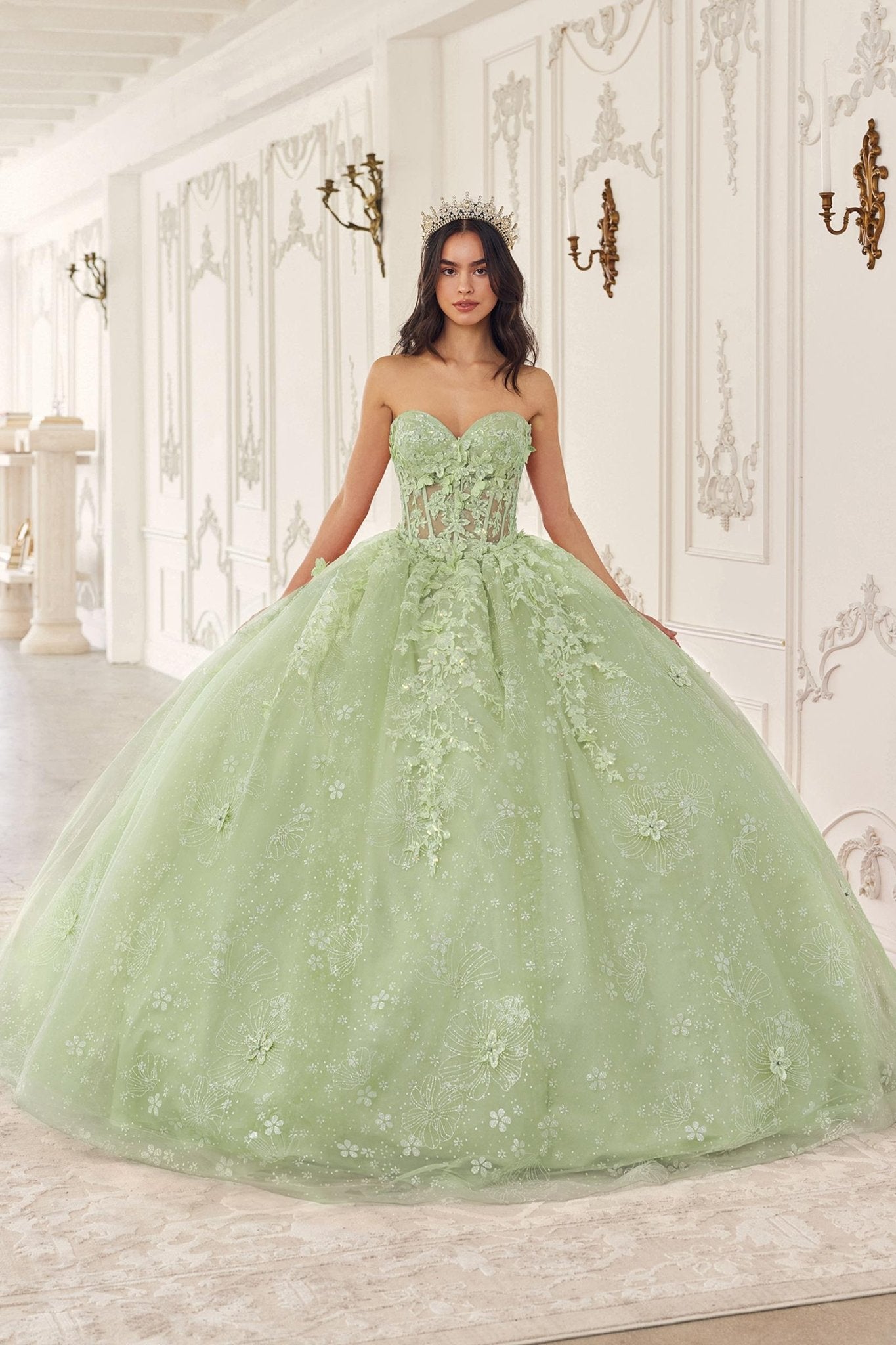 Ladivine 15719 Long Poofy Quinceanera Gown With Tulle Cape - Luzilly Bridal & Apparel