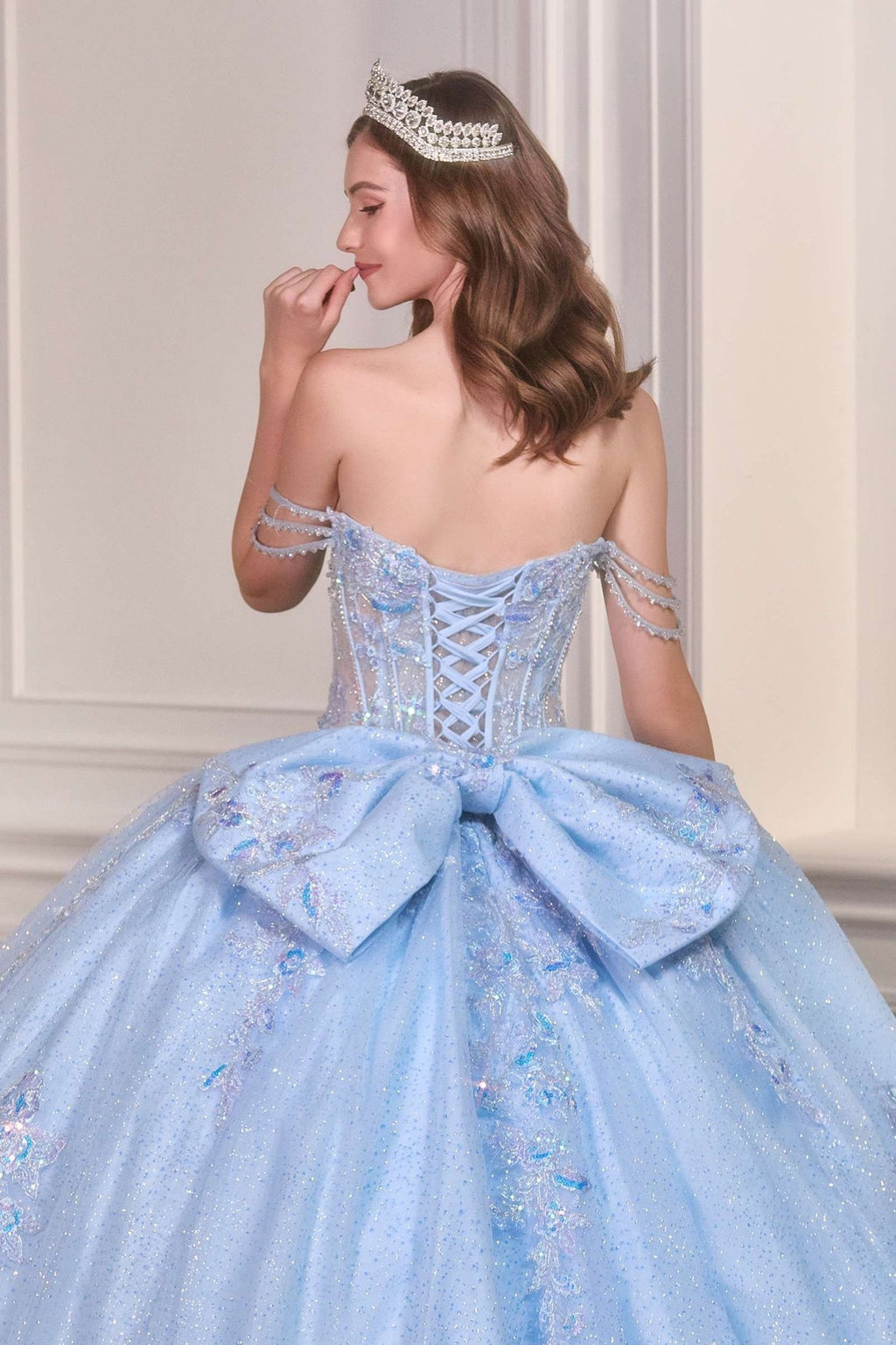 Ladivine 15735 Off the Shoulder Beaded Corset Bodice Quinceanera Ball Gown - Luzilly Bridal & Apparel