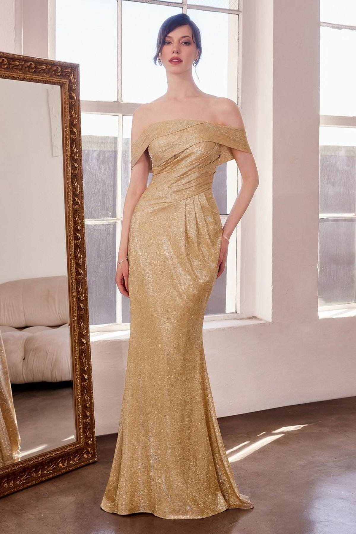 Ladivine Amoris T603 Off Shoulder Classic Modest Fitted Prom Gown - Luzilly Bridal & Apparel