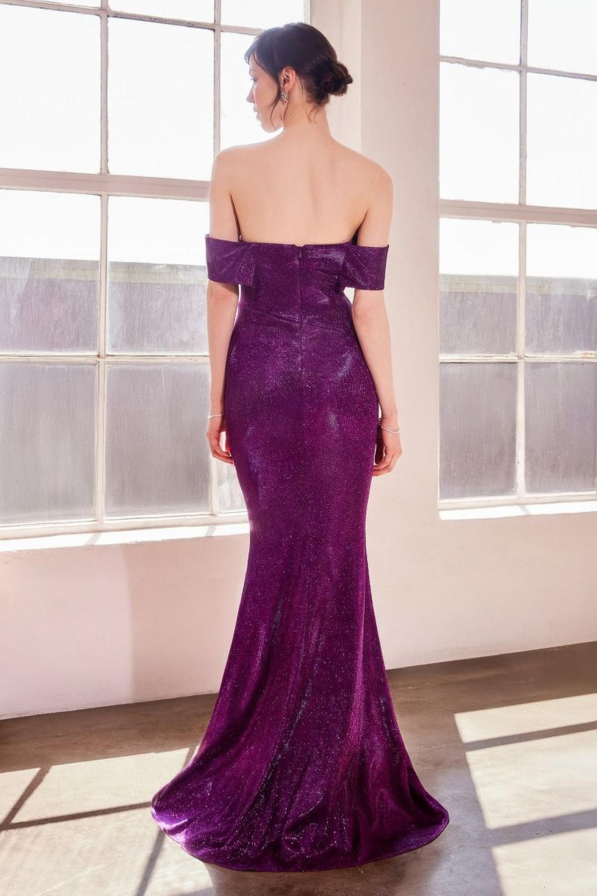 Ladivine Amoris T603 Off Shoulder Classic Modest Fitted Prom Gown - Luzilly Bridal & Apparel