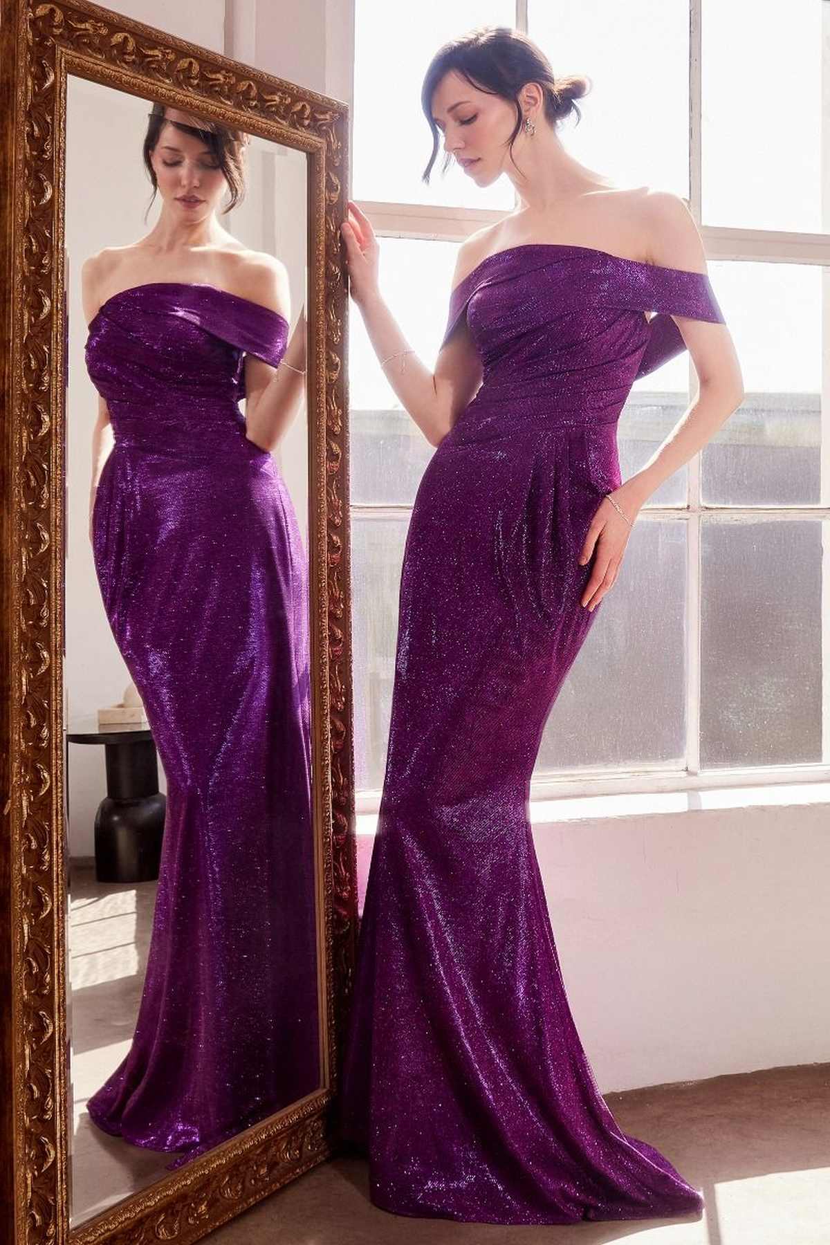 Ladivine Amoris T603 Off Shoulder Classic Modest Fitted Prom Gown - Luzilly Bridal & Apparel