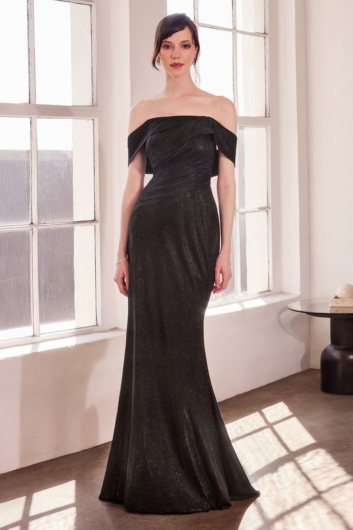 Ladivine Amoris T603 Off Shoulder Classic Modest Fitted Prom Gown - Luzilly Bridal & Apparel