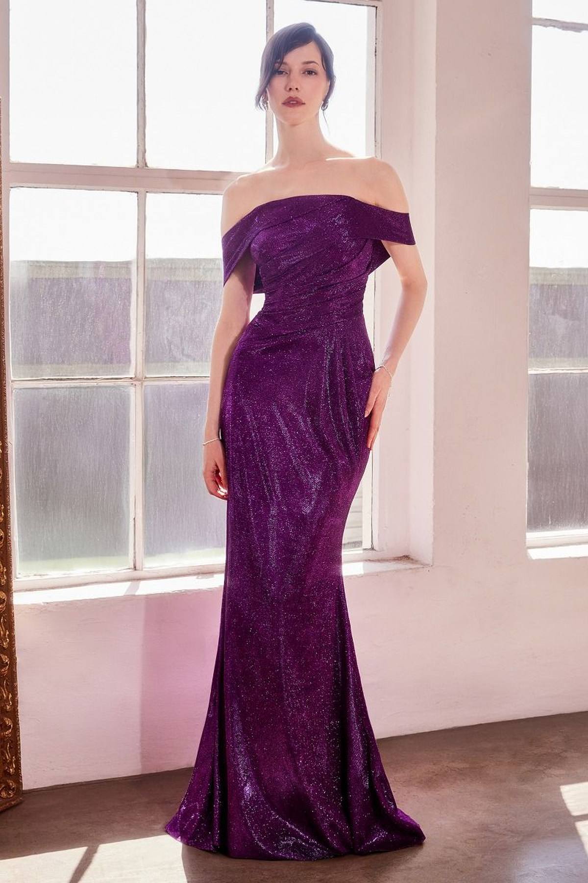 Ladivine Amoris T603 Off Shoulder Classic Modest Fitted Prom Gown - Luzilly Bridal & Apparel