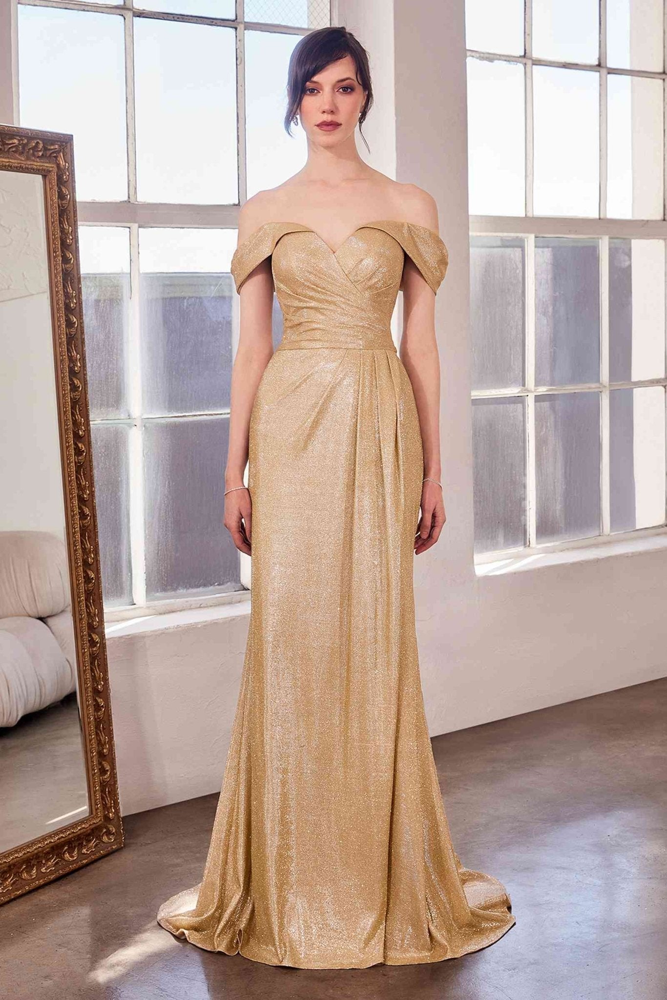 Ladivine Amoris T605 Off Shoulder Sweetheart Neck Metallic Prom Gown - Luzilly Bridal & Apparel