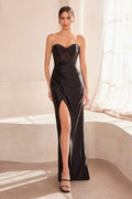 Ladivine Amoris T708 Strapless Fitted Satin Prom Gown - Luzilly Bridal & Apparel