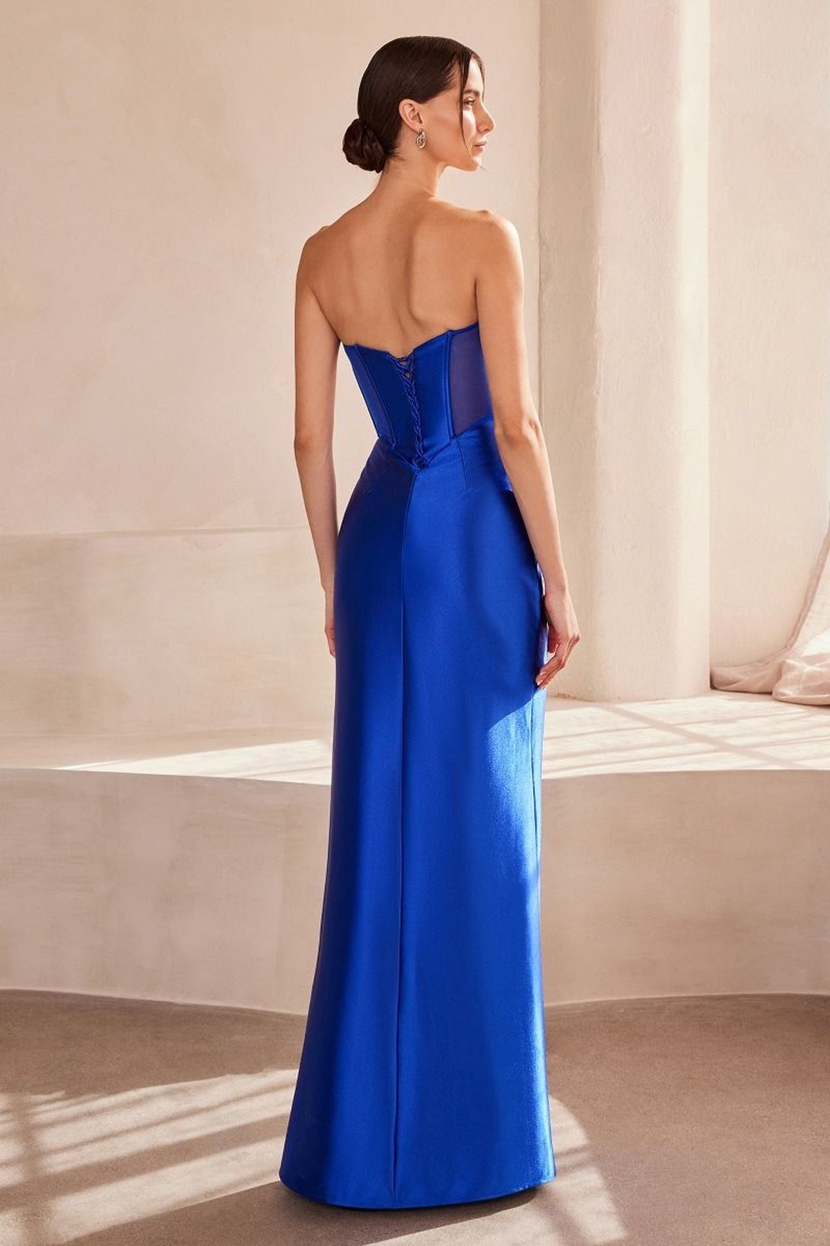 Ladivine Amoris T708 Strapless Fitted Satin Prom Gown - Luzilly Bridal & Apparel