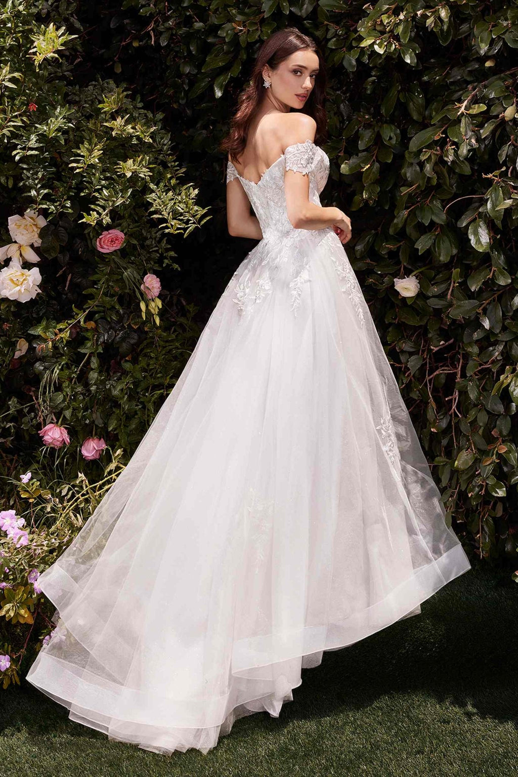 Ladivine C159W Off The Shoulder A-Line Lace & Tulle Wedding Dress - Luzilly Bridal & Apparel