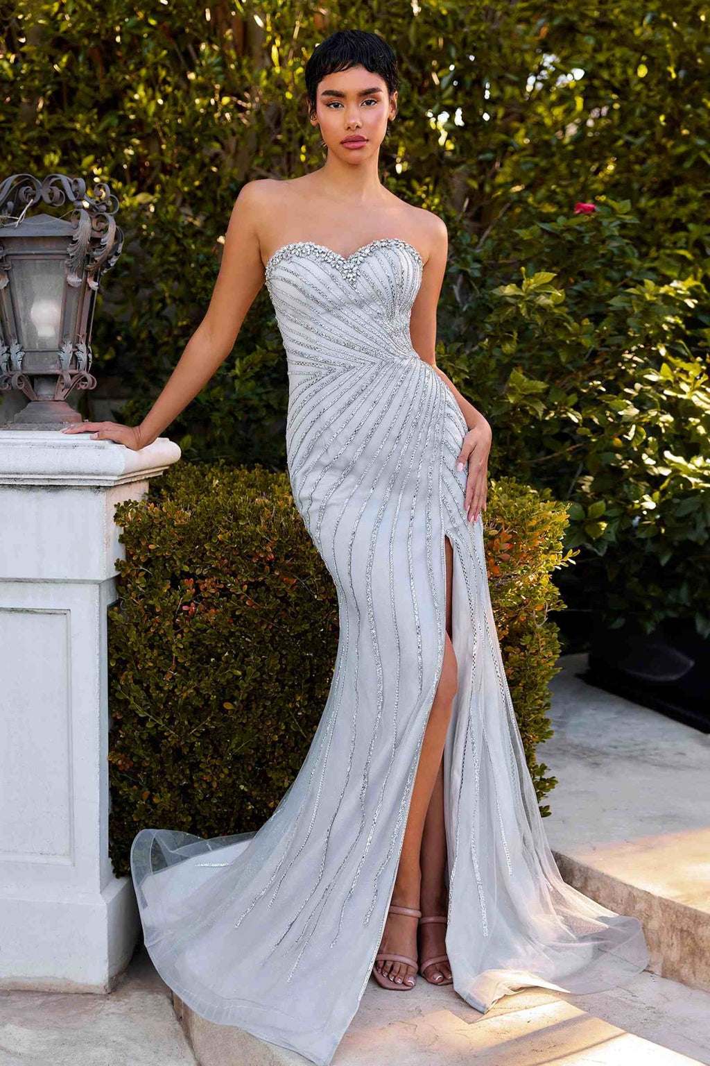 Ladivine C166 Dress Fitted Strapless Embellished Prom Gown - Luzilly Bridal & Apparel