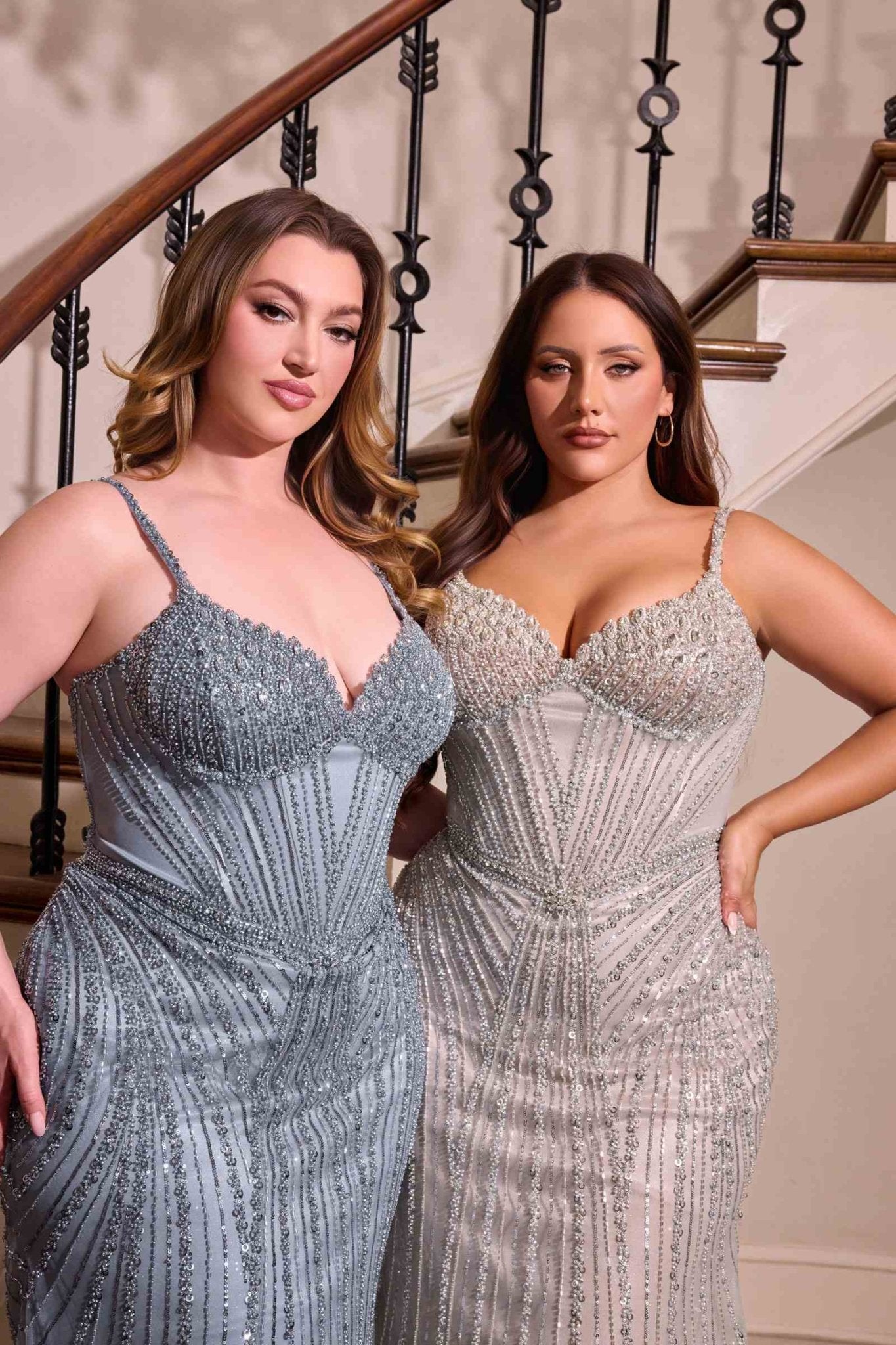 Ladivine CC398C Dress Strapless Beaded Fitted Plus Size Prom Gown - Luzilly Bridal & Apparel