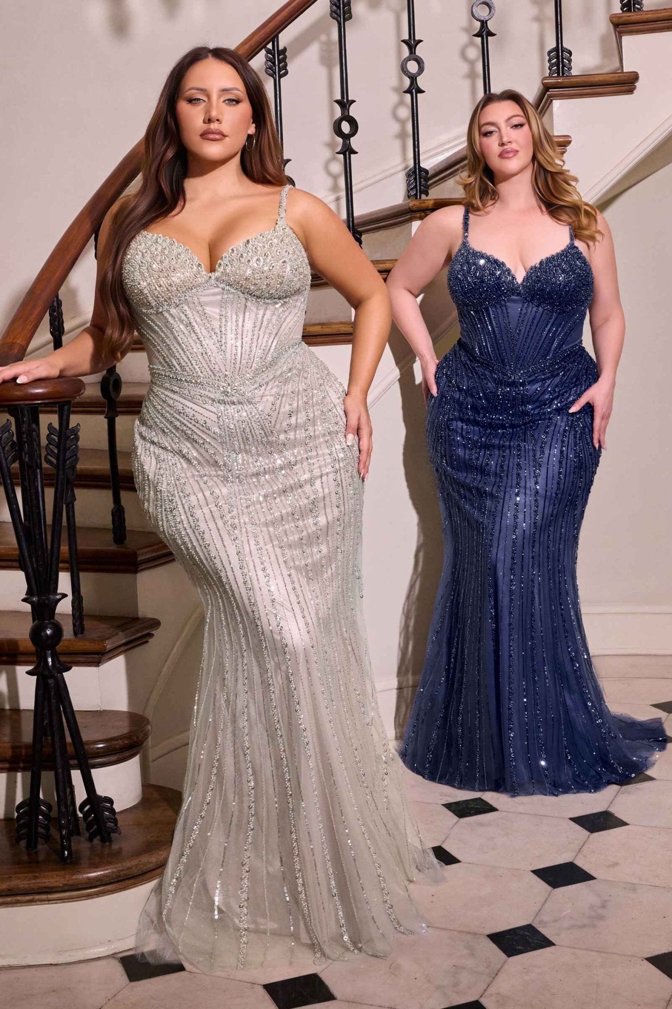 Ladivine CC398C Dress Strapless Beaded Fitted Plus Size Prom Gown - Luzilly Bridal & Apparel