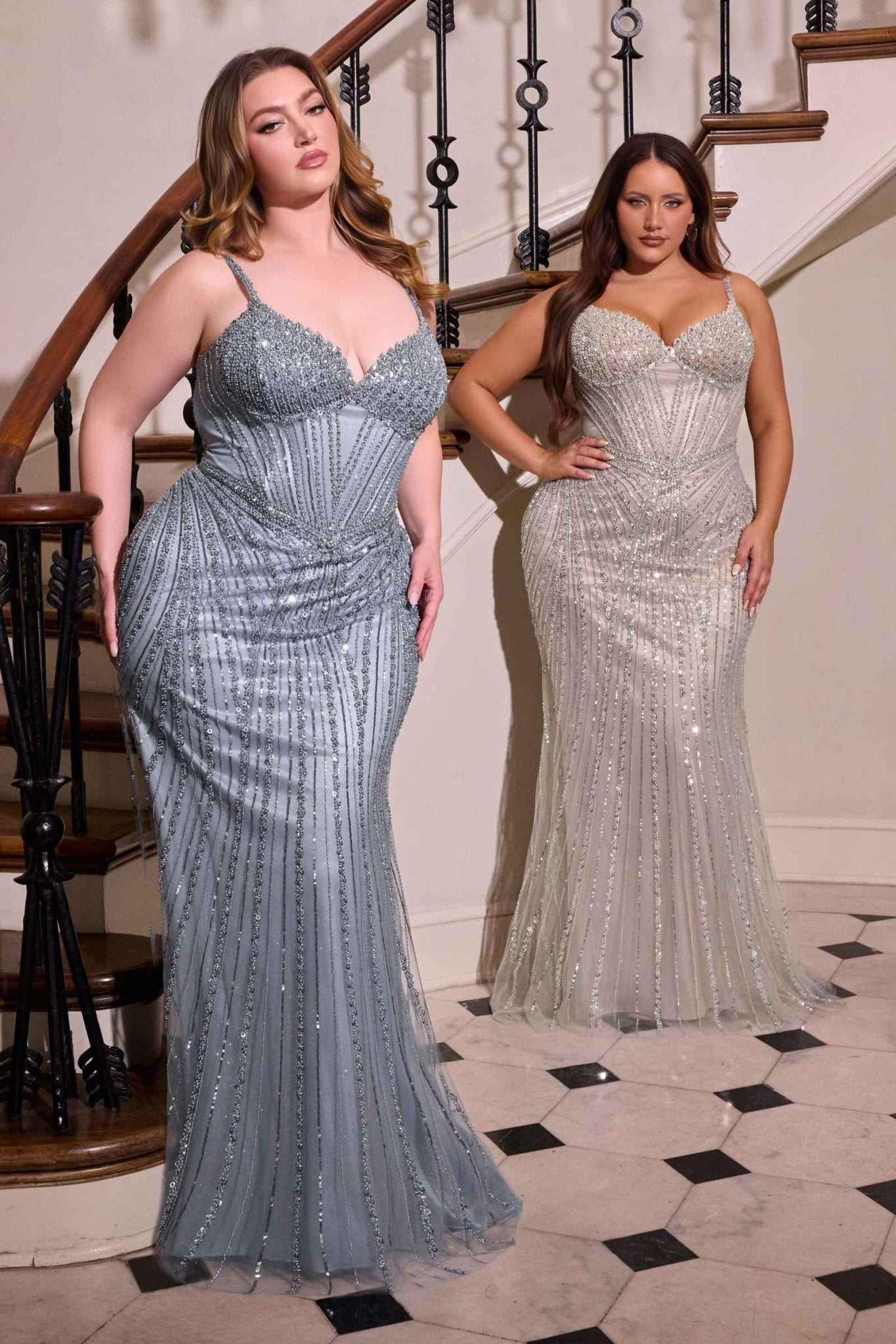 Ladivine CC398C Dress Strapless Beaded Fitted Plus Size Prom Gown - Luzilly Bridal & Apparel