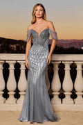 Ladivine CC477 Dress Beaded Off The Shoulder Mermaid Prom Dress - Luzilly Bridal & Apparel