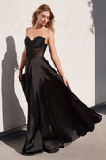 Ladivine CD297 Dress Strapless Beaded Satin A-Line Prom Gown - Luzilly Bridal & Apparel