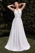 Ladivine CD372W Dress Satin Halter Neckline A-Line Bridal Gown - Luzilly Bridal & Apparel