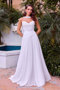 Ladivine CD395W Chiffon A-Line Strapless Wedding Dress - Luzilly Bridal & Apparel