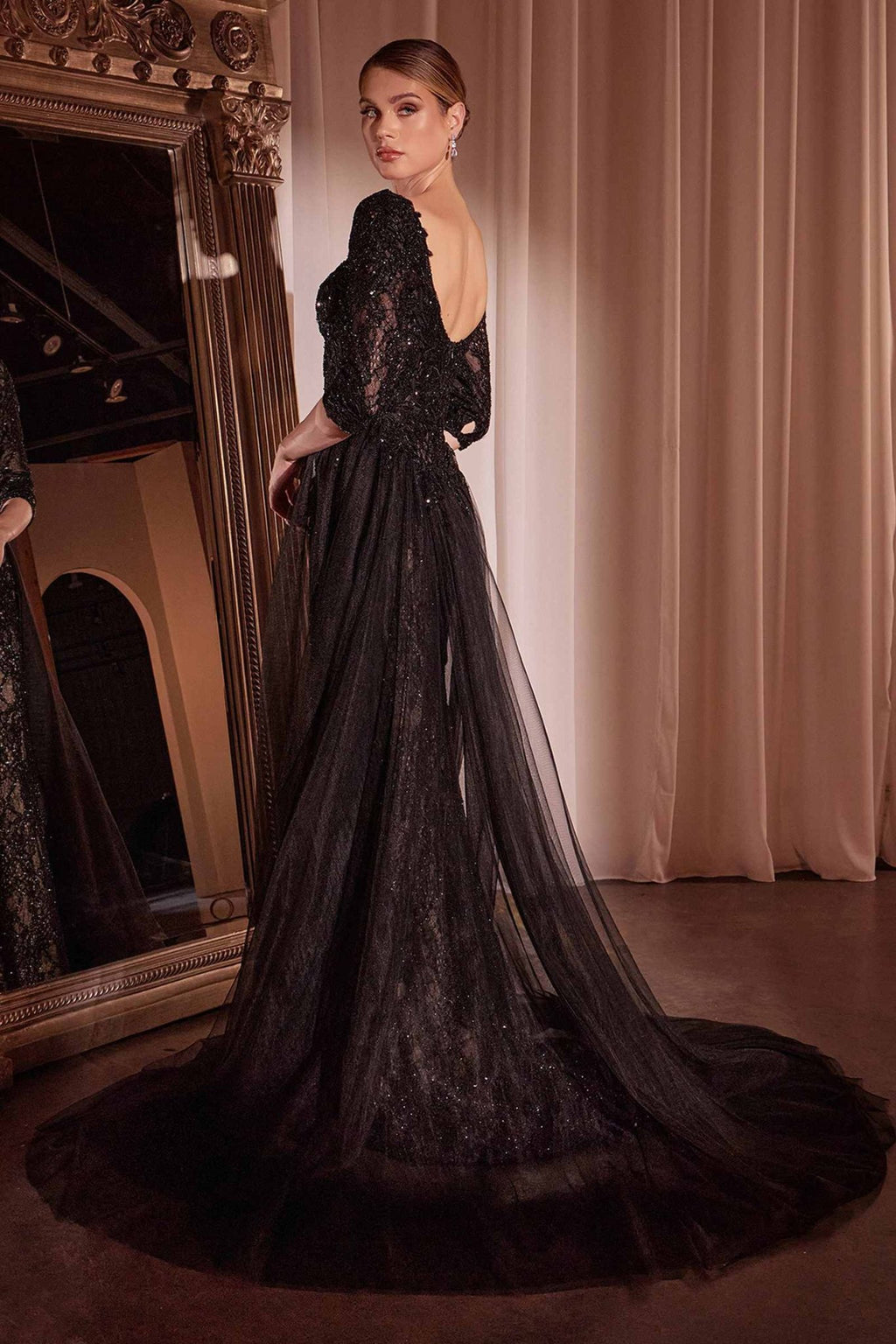Ladivine CD749 Long Sleeve Lace Fitted Mother of the Bride Dress - Luzilly Bridal & Apparel