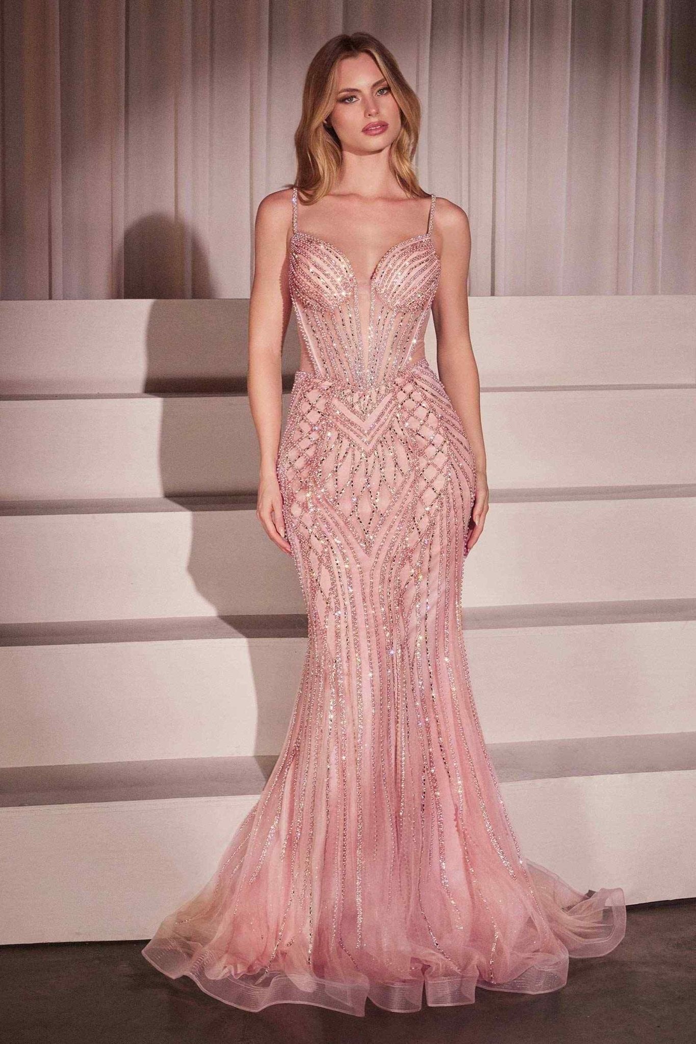 Ladivine CD759 Embellished Fit & Flare Prom Dress - Luzilly Bridal & Apparel