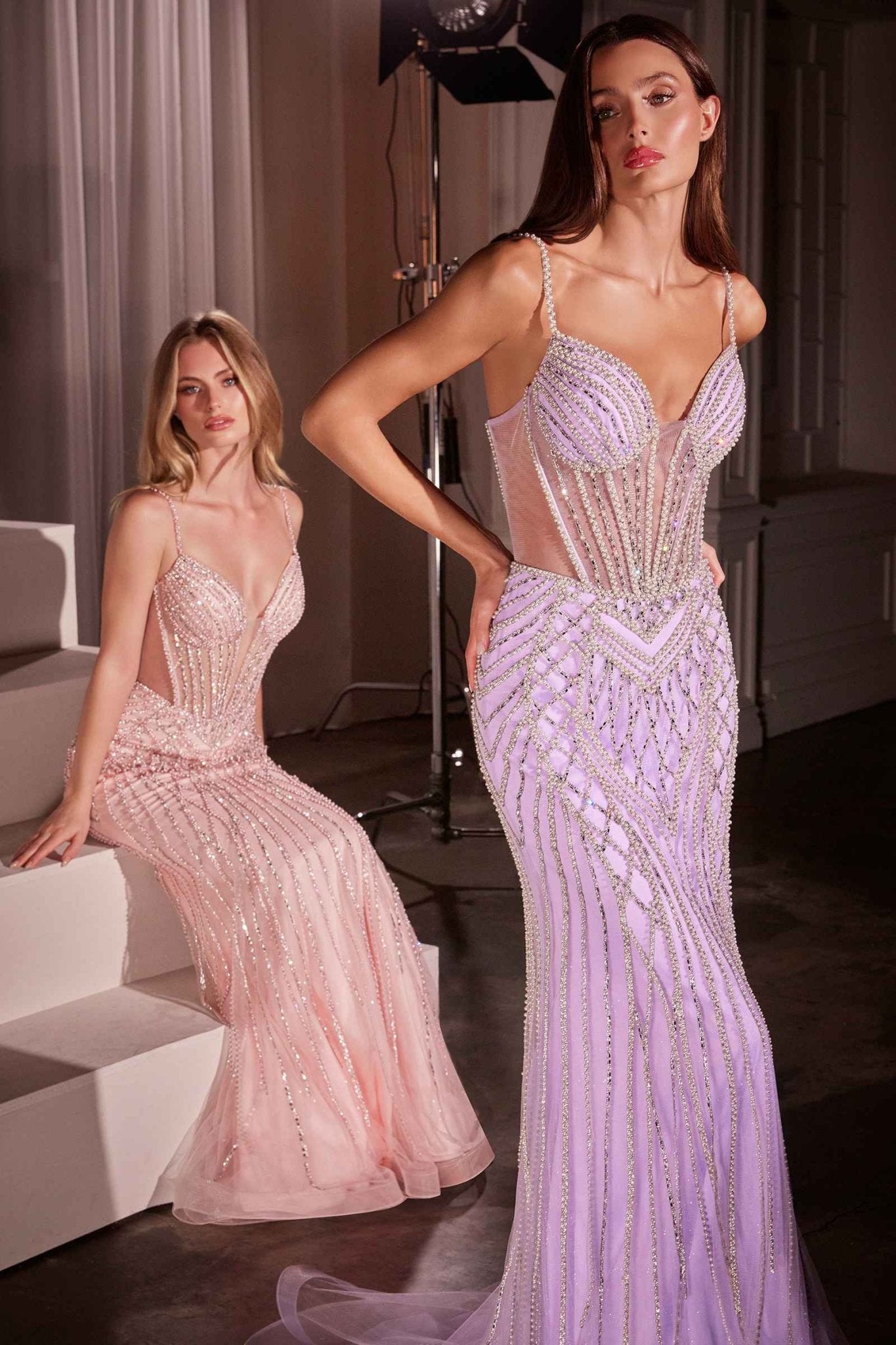 Ladivine CD759 Embellished Fit & Flare Prom Dress - Luzilly Bridal & Apparel