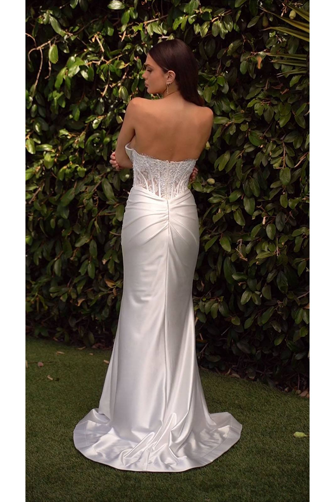 Ladivine CD797W Dress Strapless Sweetheart Satin Wedding Gown - Luzilly Bridal & Apparel