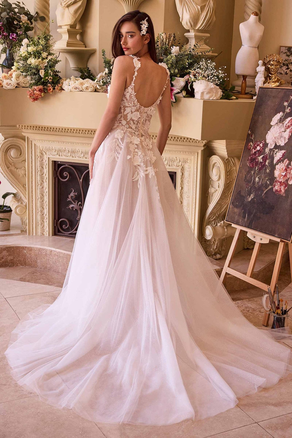 Ladivine CDS498W Lace Appliqué A-Line Wedding Dress - Luzilly Bridal & Apparel