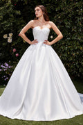 Ladivine CDS512W Dress Strapless Satin Bridal A-Line Ball Gown - Luzilly Bridal & Apparel