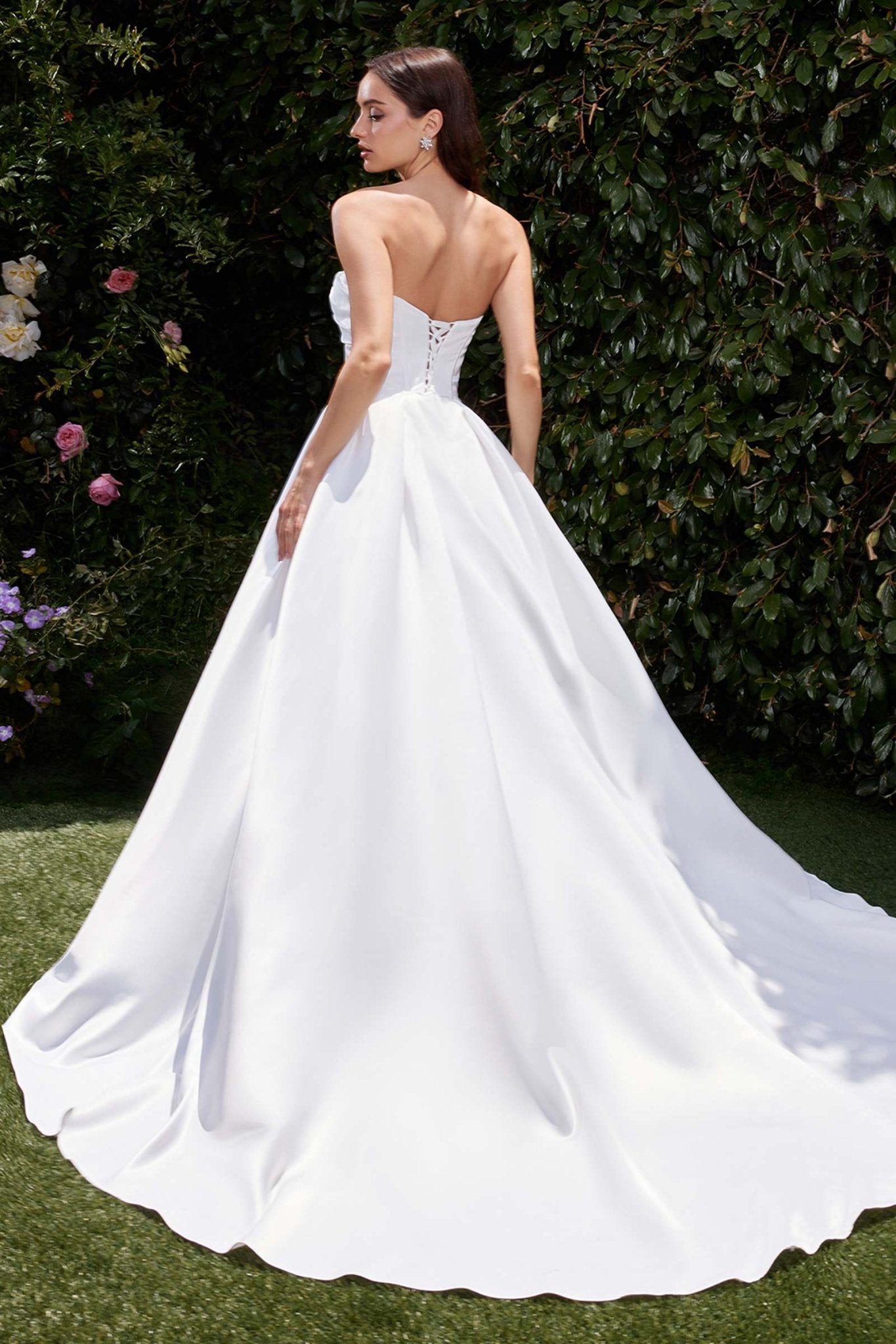 Ladivine CDS512W Dress Strapless Satin Bridal A-Line Ball Gown - Luzilly Bridal & Apparel
