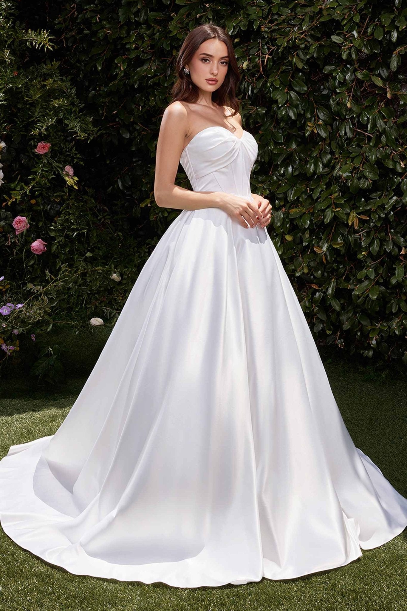 Ladivine CDS512W Dress Strapless Satin Bridal A-Line Ball Gown - Luzilly Bridal & Apparel