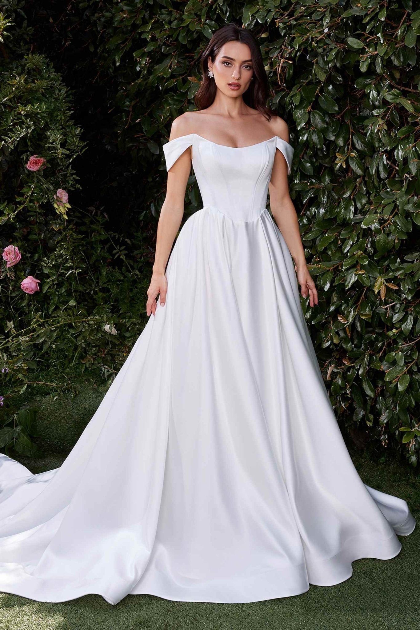 Ladivine CDS513W Dress Off the Shoulder Soft Satin Bridal Ball Gown - Luzilly Bridal & Apparel