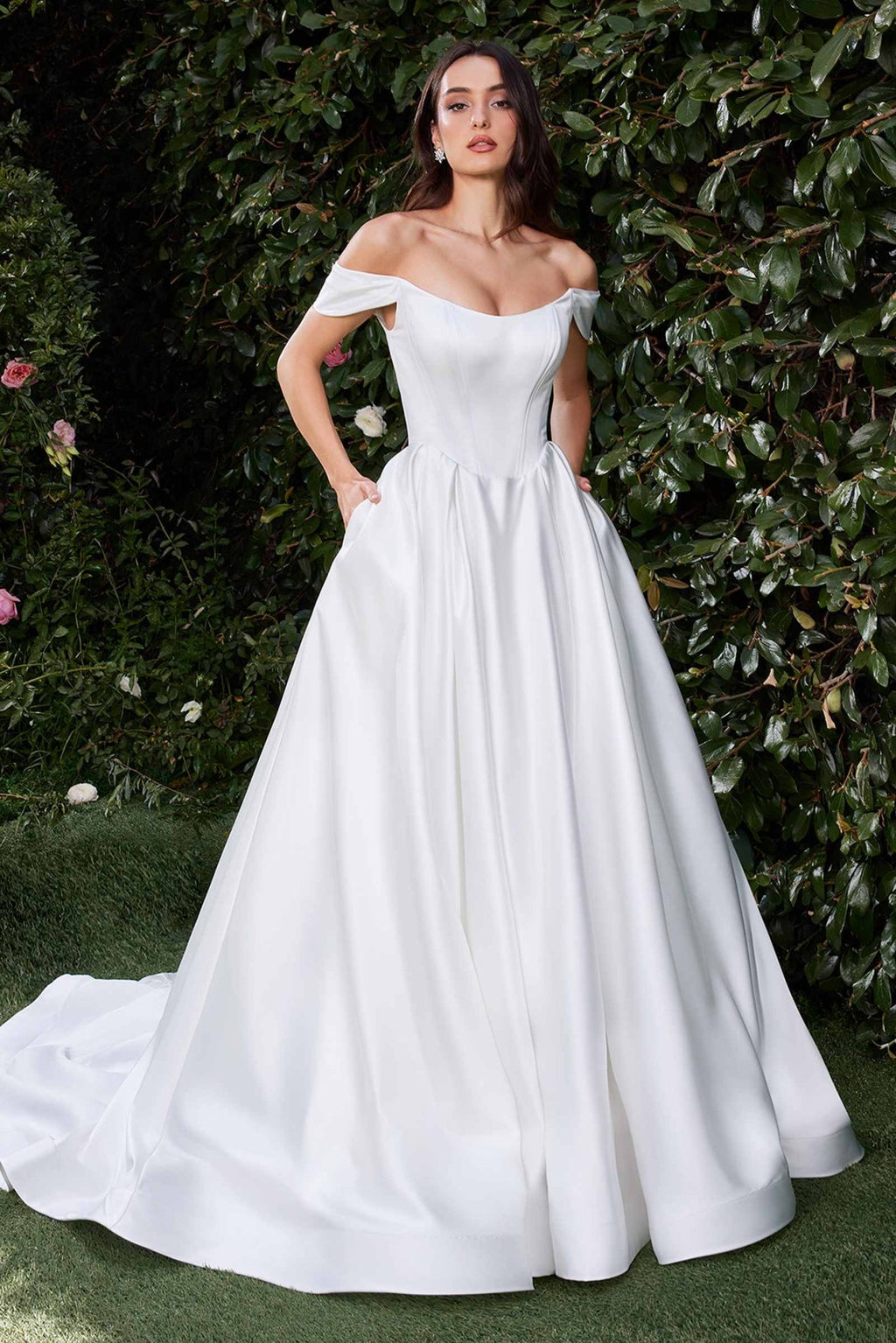 Ladivine CDS513W Dress Off the Shoulder Soft Satin Bridal Ball Gown - Luzilly Bridal & Apparel